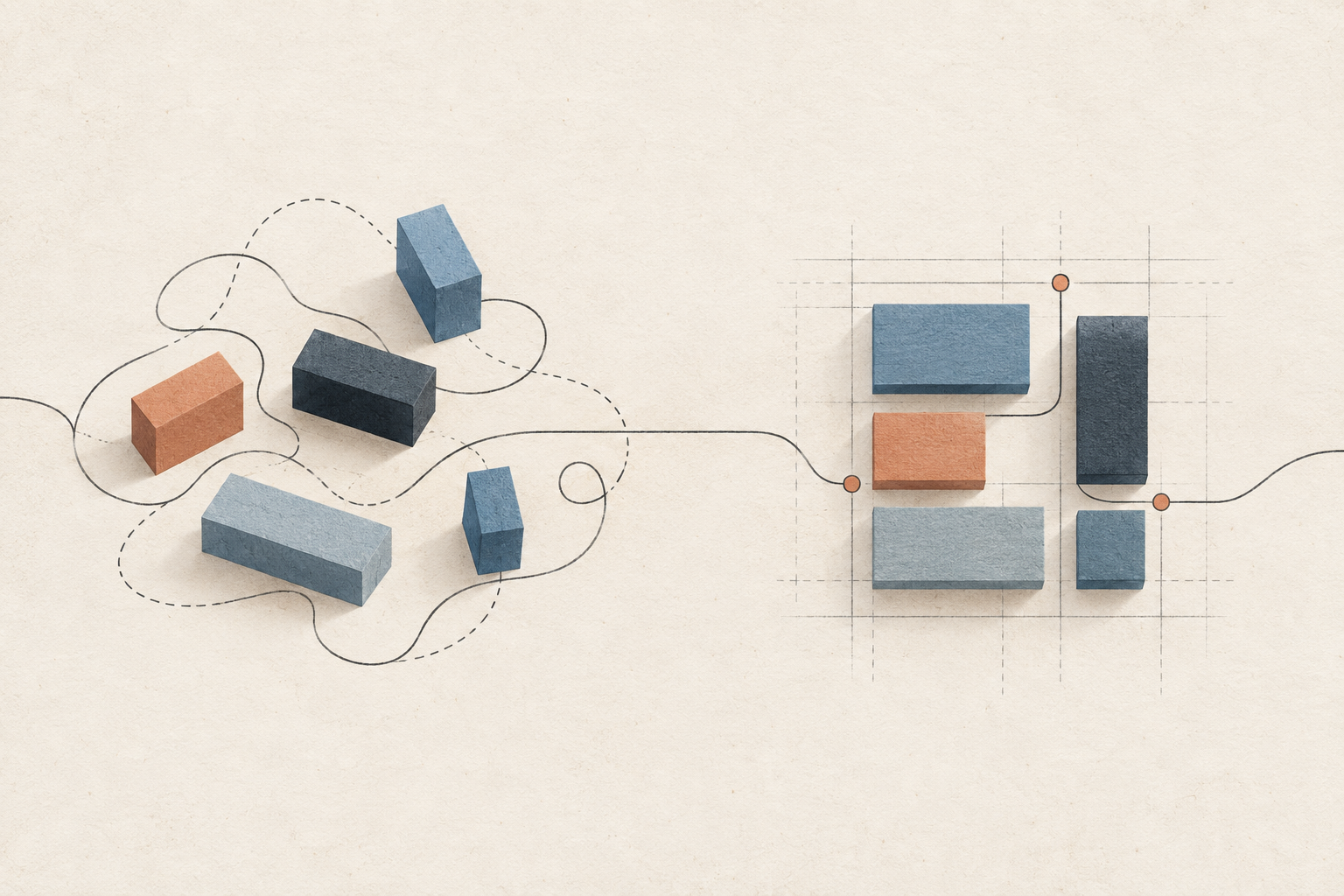 Deux assemblages de blocs illustrant l’exploration libre et la construction guidée par un plan.
